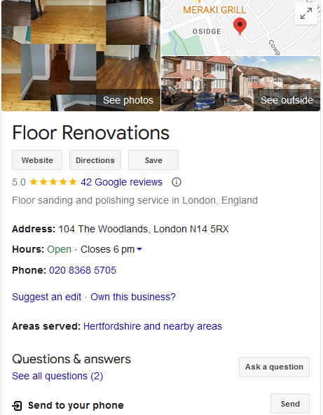 We consistently get five stars on our Google floor sanding testimonials We consistently get five stars on our Google floor sanding testimonials